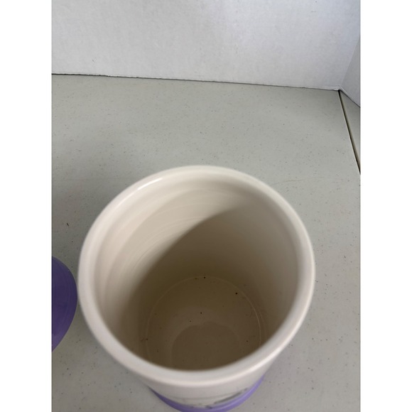 Peanuts Snoopy Woodstock Easter Ceramic Cookie Jar Canister Purple White - Picture 8 of 10